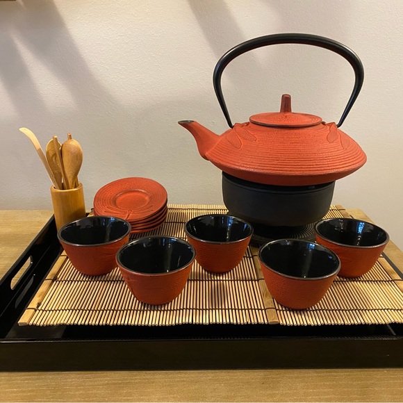 Teavana Kitchen Teavana Cast Iron Red Dragonfly Tea Set With